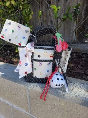 Rare Polka Dot and Dice Charm Tote Bag 🎲🍒